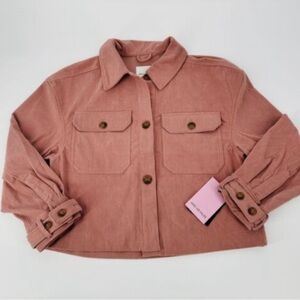 Avec Les Filles Anthropologie Dusty Pink Corduroy Cropped Shacket Size M